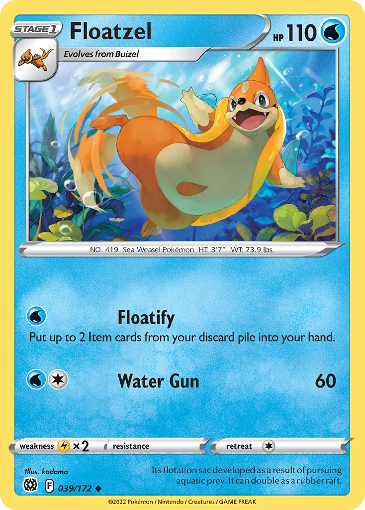 2022 Brilliant Stars Floatzel Uncommon #039/172 Uncommon card image