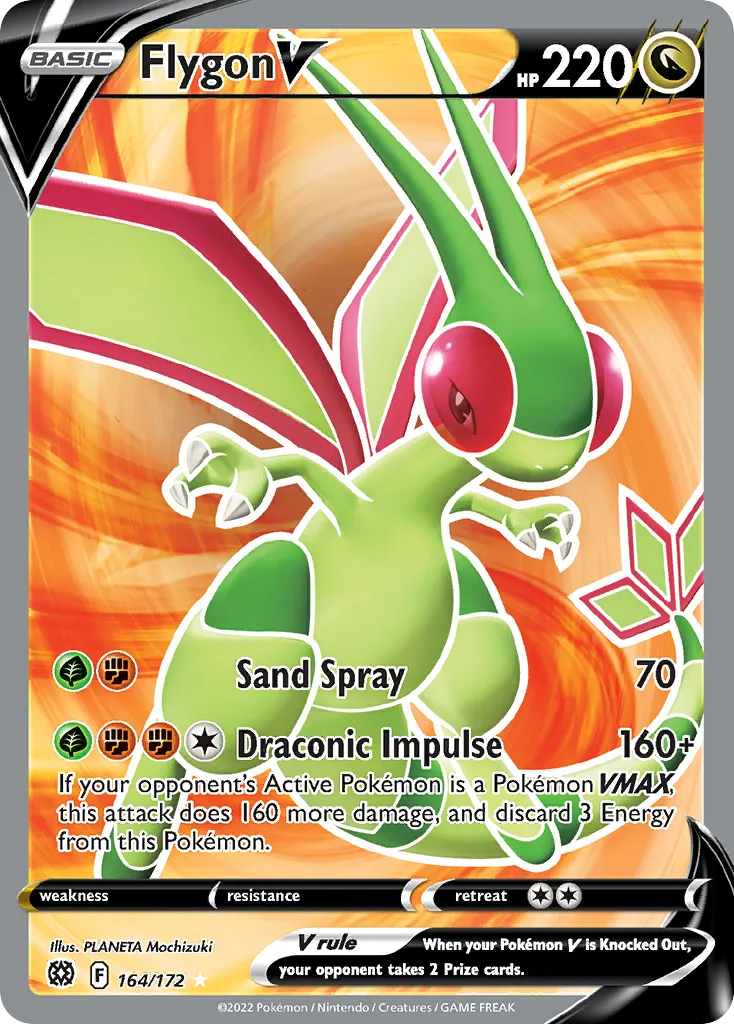2022 Brilliant Stars Flygon V Rare Holo V #106/172 Rare Holo V card image