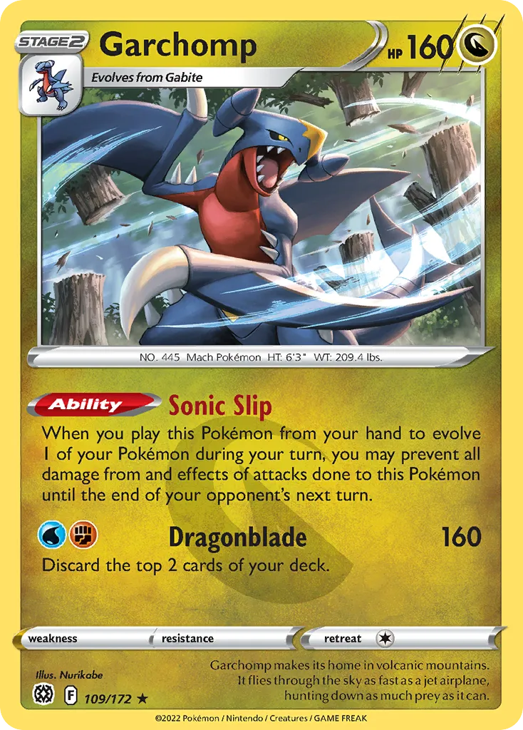 2022 Brilliant Stars Garchomp Rare Holo #109/172 Rare Holo card image