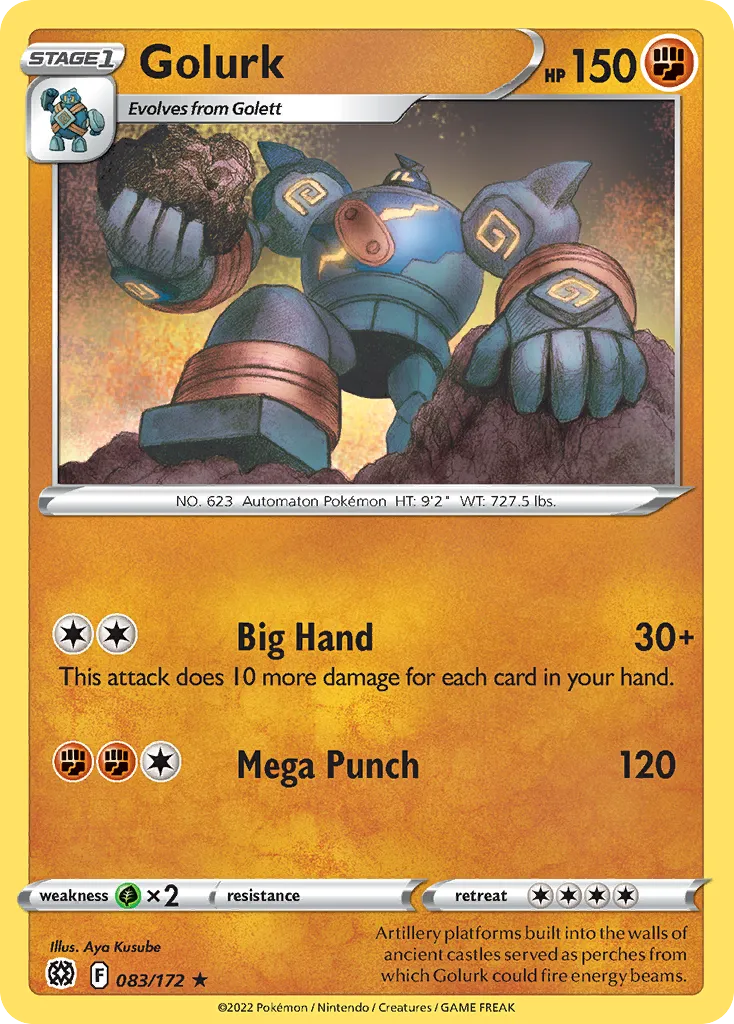 2022 Brilliant Stars Golurk Rare #083/172 Rare card image