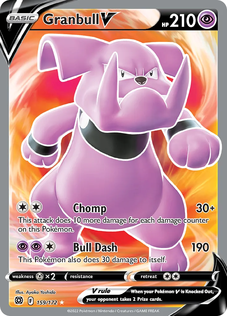 2022 Brilliant Stars Granbull V #159/172 Rare Ultra card image