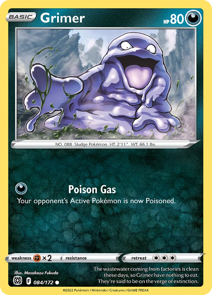 2022 Brilliant Stars Grimer Common #084/172 Common card image