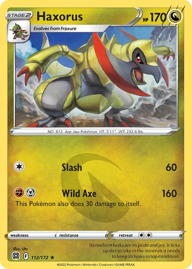 2022 Brilliant Stars Haxorus Rare #112/172 Rare card image