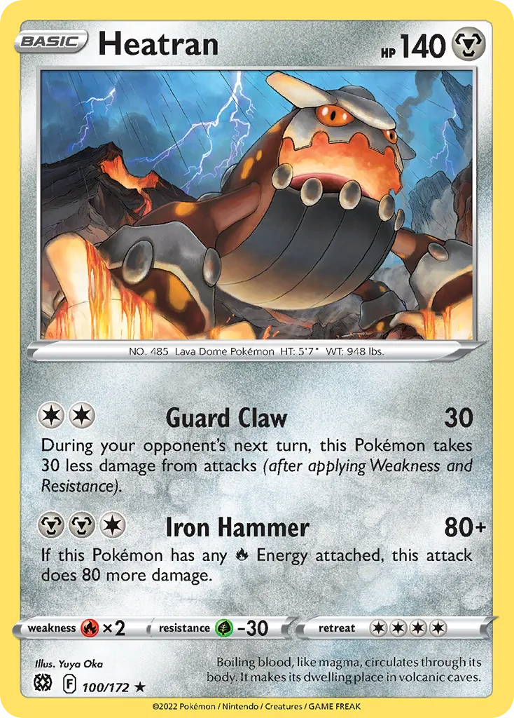 2022 Brilliant Stars Heatran Rare #100/172 Rare card image