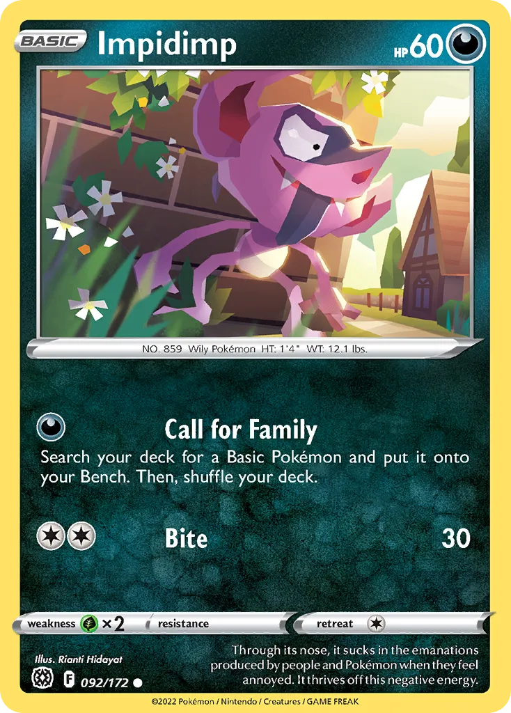 2022 Brilliant Stars Impidimp Common #092/172 Common card image