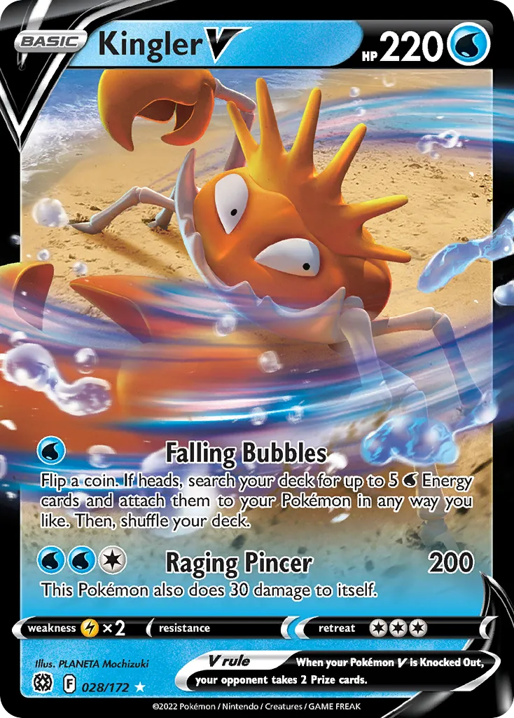 2022 Brilliant Stars Kingler V Rare Holo V #028/172 Rare Holo V card image