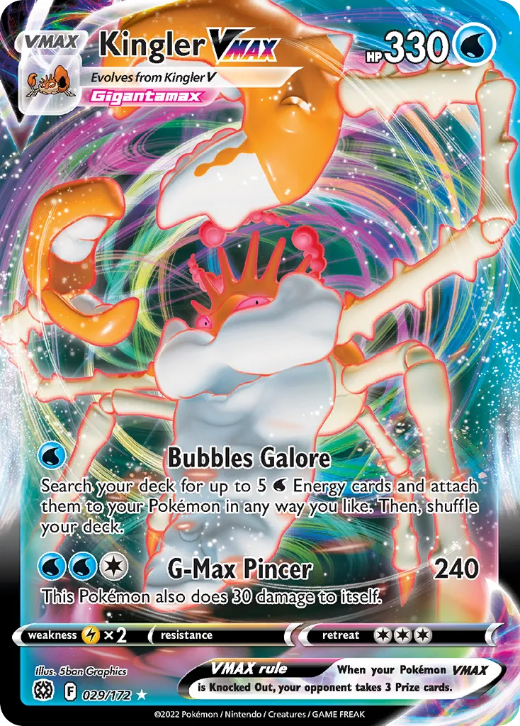 2022 Brilliant Stars Kingler VMAX Rare Holo VMAX #029/172 Rare Holo VMAX card image