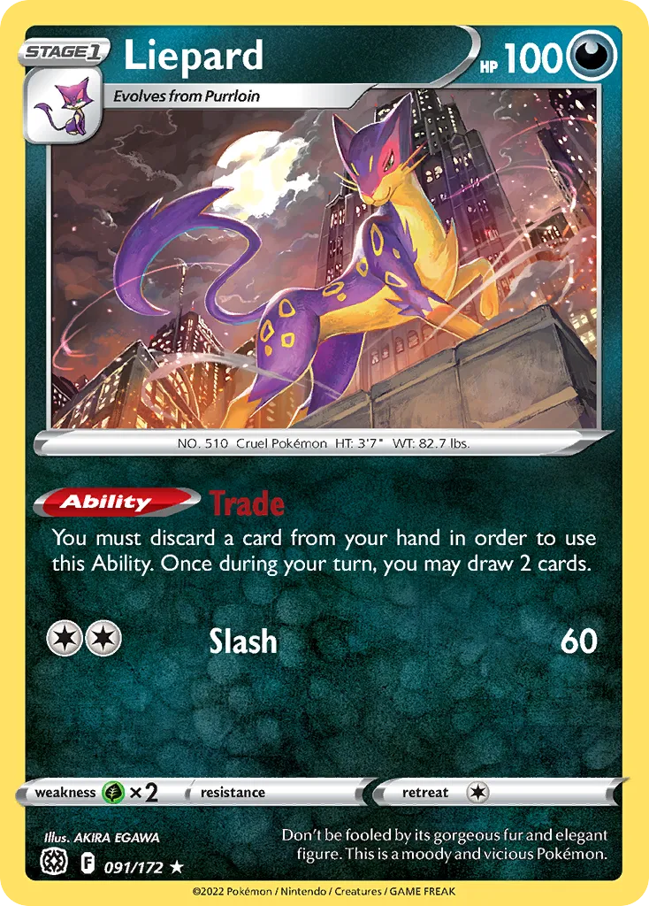 2022 Brilliant Stars Liepard Rare #091/172 Rare card image