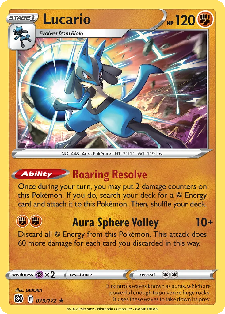 2022 Brilliant Stars Lucario Rare Holo #079/172 Rare Holo card image