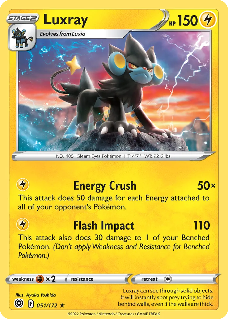 2022 Brilliant Stars Luxray Rare #051/172 Rare card image