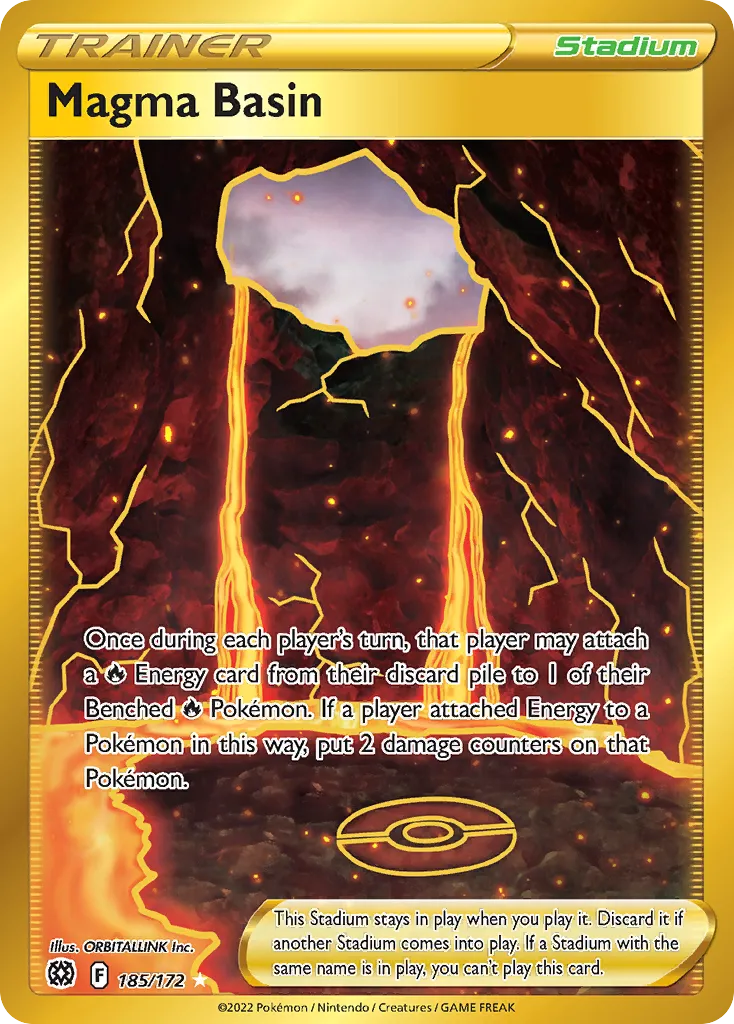 2022 Brilliant Stars Magma Basin #185/172 Rare Secret card image