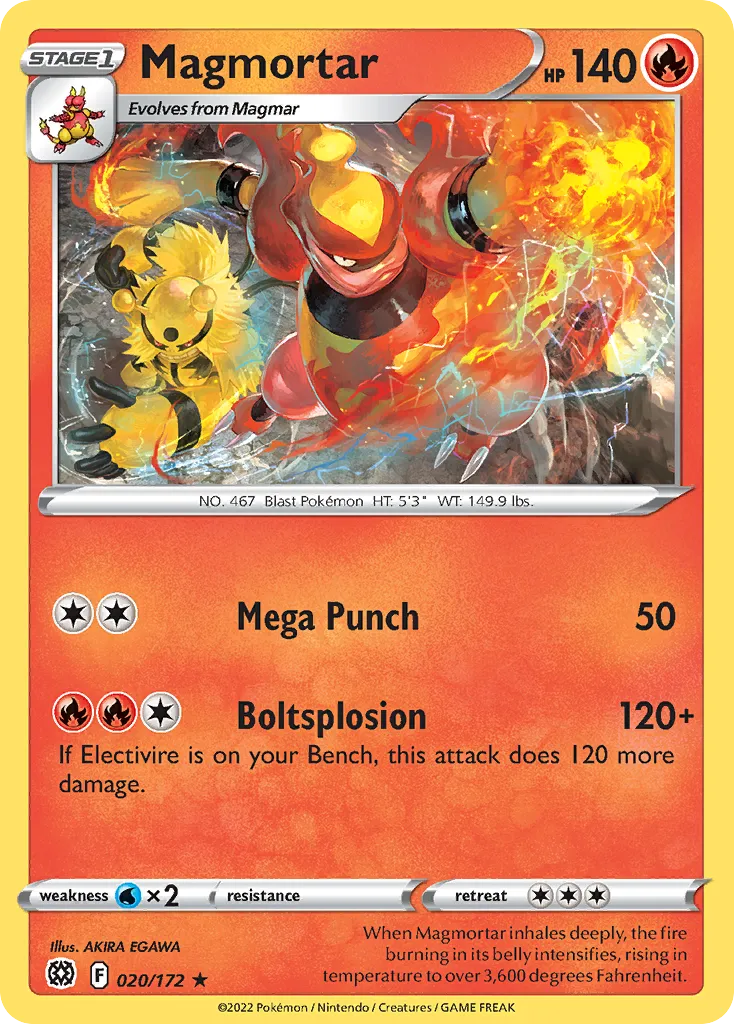 2022 Brilliant Stars Magmortar Rare #020/172 Rare card image