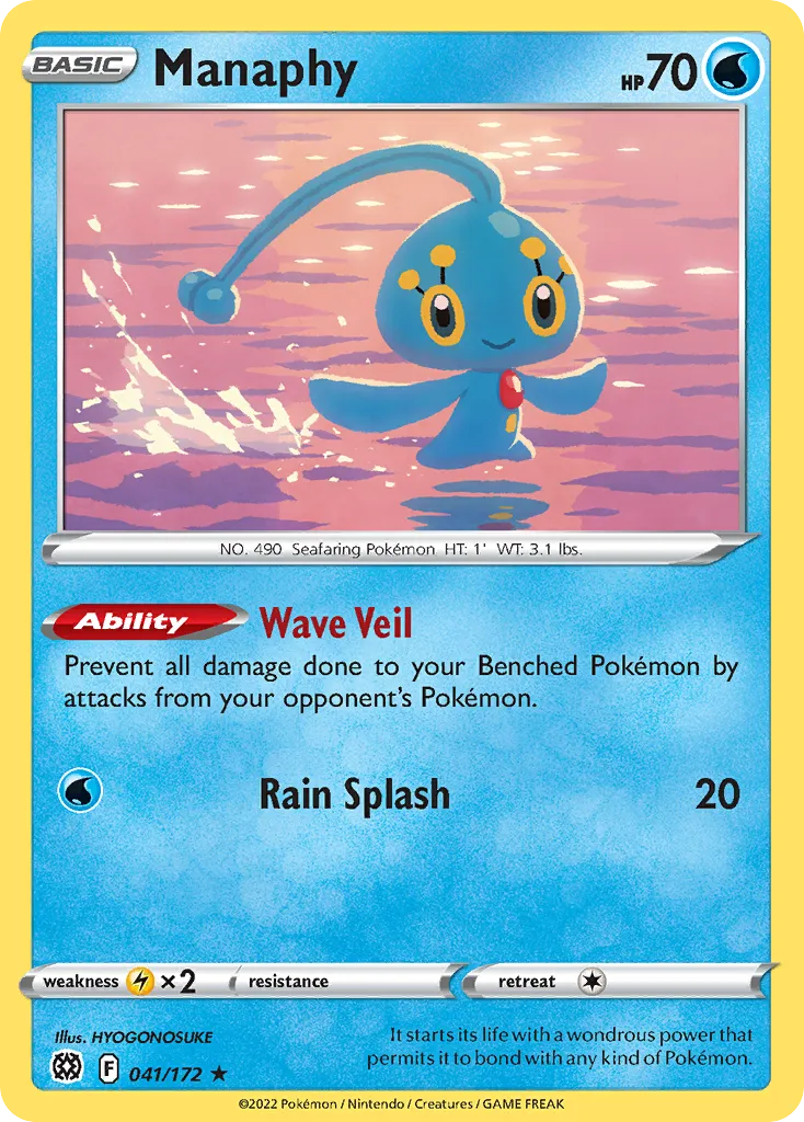 2022 Brilliant Stars Manaphy Rare #041/172 Rare card image