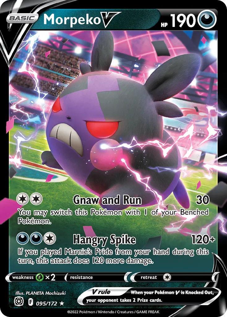 2022 Brilliant Stars Morpeko V Rare Holo V #095/172 Rare Holo V card image