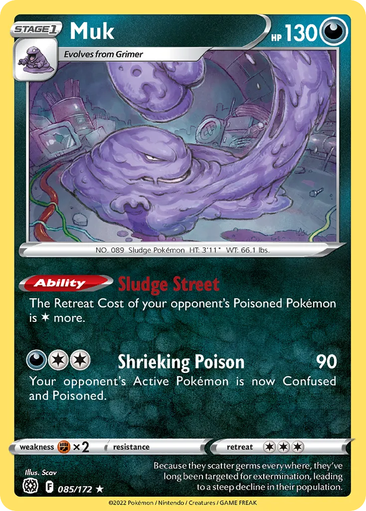 2022 Brilliant Stars Muk Rare #085/172 Rare card image