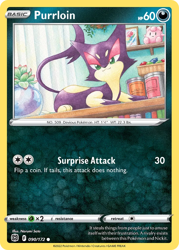 2022 Brilliant Stars Purrloin #090/172 Common card image