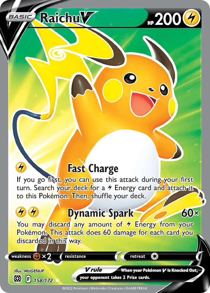 2022 Brilliant Stars Raichu V #158/172 Rare Ultra card image