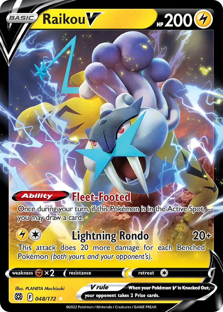 2022 Brilliant Stars Raikou V Rare Holo V #048/172 Rare Holo V card image