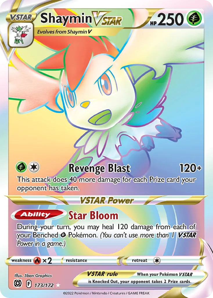 2022 Brilliant Stars Shaymin VSTAR #014/172 Rare Holo VSTAR card image