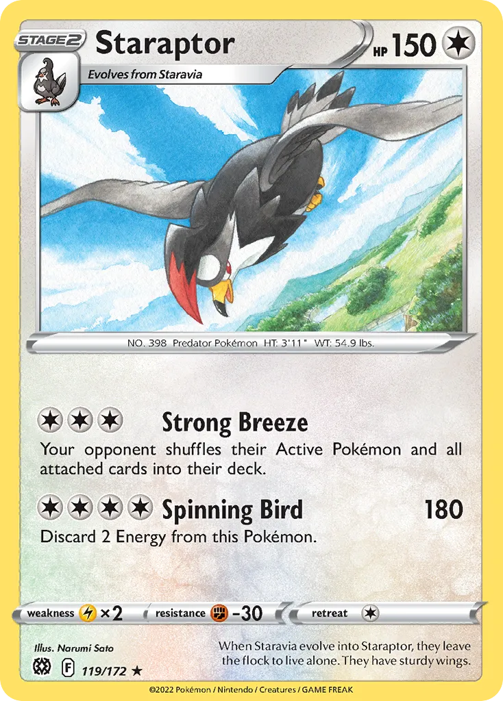 2022 Brilliant Stars Staraptor Rare #119/172 Rare card image