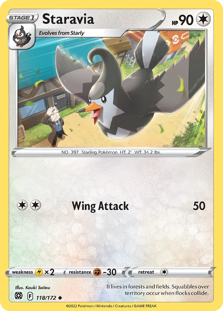 2022 Brilliant Stars Staravia Uncommon #118/172 Uncommon card image