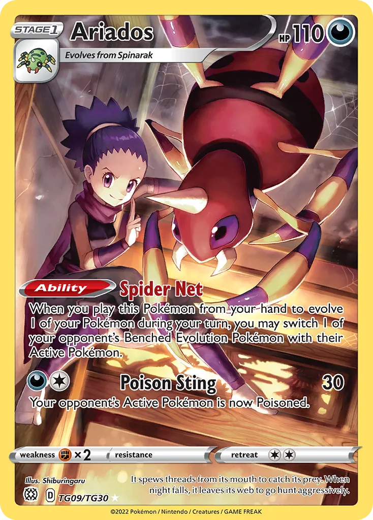 2022 Brilliant Stars Trainer Gallery Ariados #TG09 Trainer Gallery Rare Holo card image