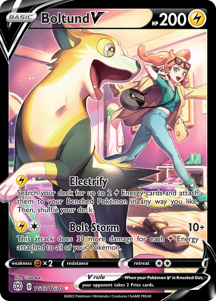 2022 Brilliant Stars Trainer Gallery Boltund V #TG13 Rare Holo V card image