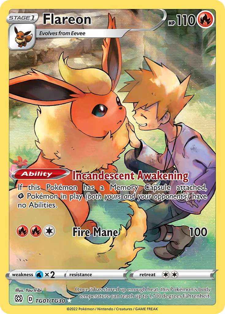 2022 Brilliant Stars Trainer Gallery Flareon #TG01 Trainer Gallery Rare Holo card image