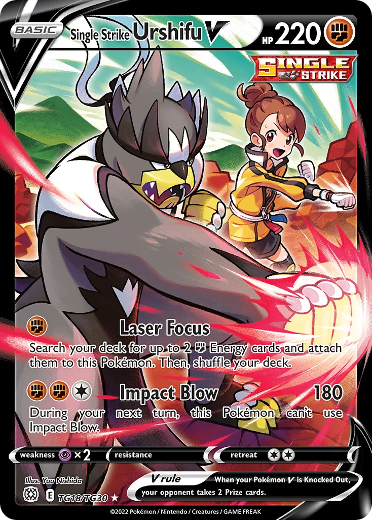 2022 Brilliant Stars Trainer Gallery Single Strike Urshifu V #TG18 Rare Holo V card image