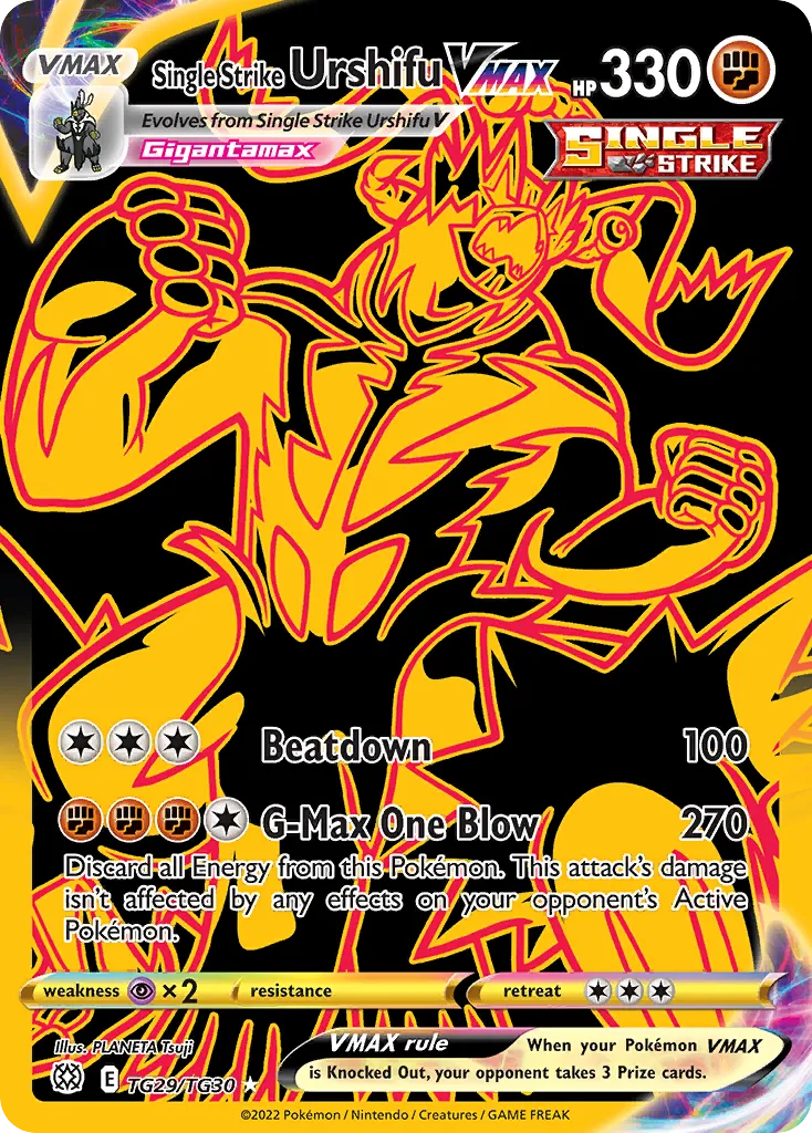 2022 Brilliant Stars Trainer Gallery Single Strike Urshifu VMAX #TG29 Rare Secret card image