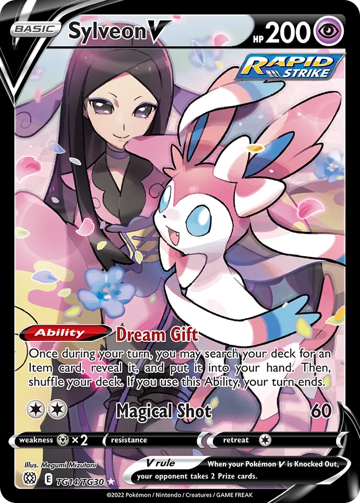 2022 Brilliant Stars Trainer Gallery Sylveon V #TG14 Rare Holo V card image