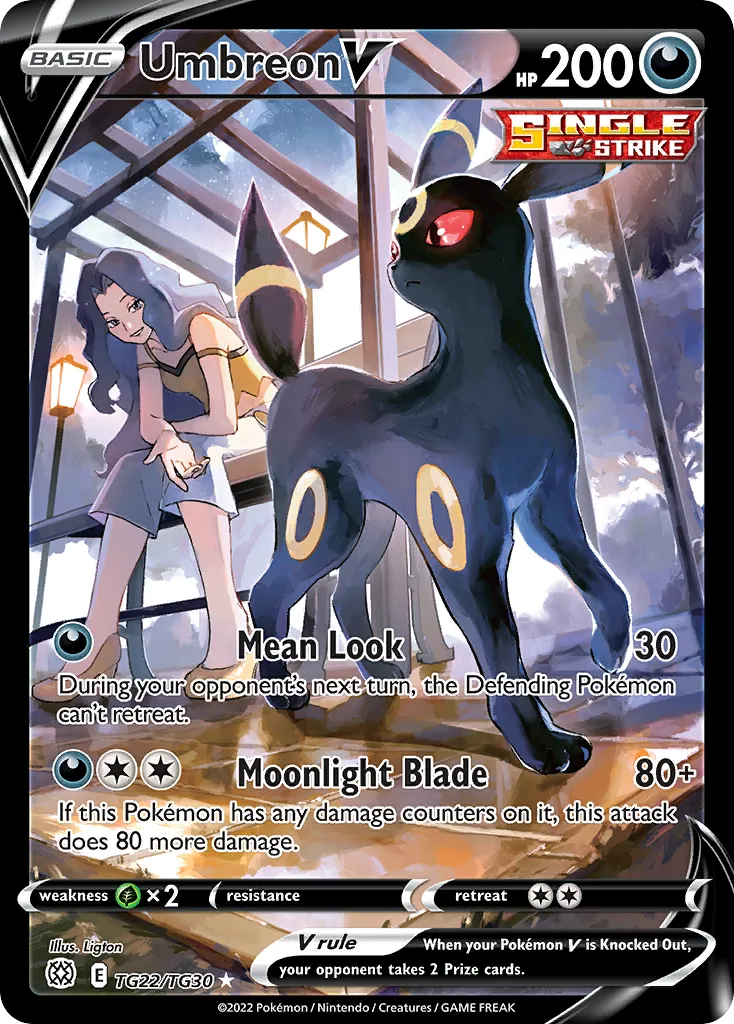 2022 Brilliant Stars Trainer Gallery Umbreon V #TG22 Rare Holo V card image