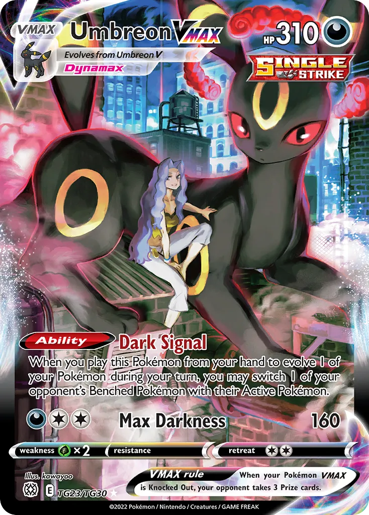 2022 Brilliant Stars Trainer Gallery Umbreon VMAX #TG23 Rare Holo VMAX card image