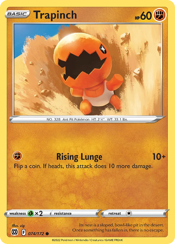 2022 Brilliant Stars Trapinch #074/172 Common card image