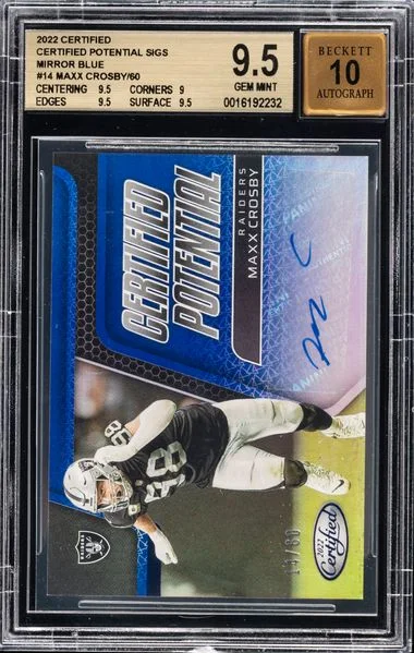2022 Certified Certified Potential Signatures Mirror Blue Cps-Mc Maxx Crosby #no-number card image