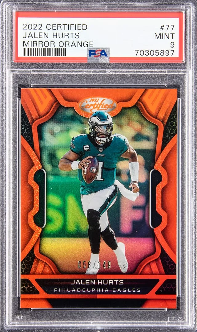 2022 Certified Jalen Hurts Mirror Orange #77 card image