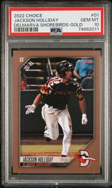 2022 Choice Delmarva Shorebirds Gold Jackson Holliday #01 card image