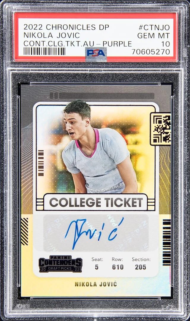 2022 Chronicles Nikola Jovic Contenders College Ticket Autograph - Purple #CTNJO card image