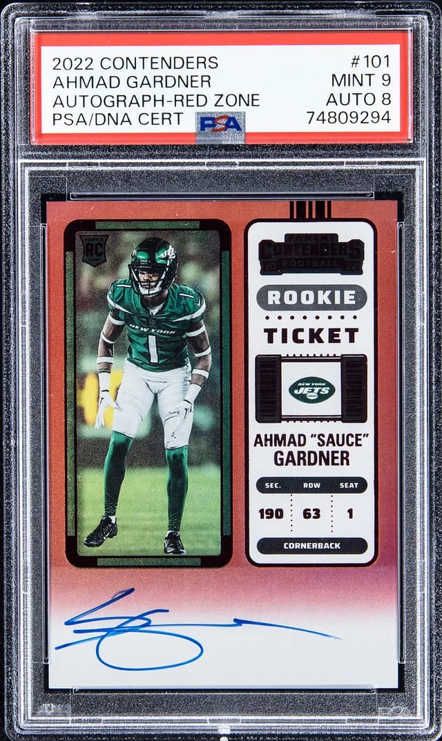 2022 Contenders Ahmad Sauce Gardner Autograph - Red Zone #101 card image