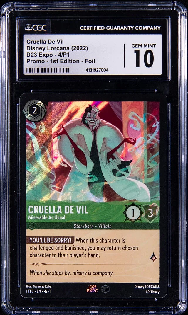 2022 Disney Lorcana D23 Expo First Edition Foil Promo Cruella De Vil #4/P1 card image