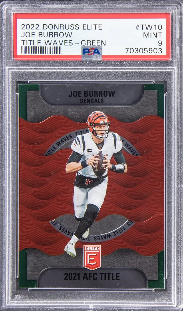 2022 Donruss Elite Joe Burrow Title Waves - Green #TW10 card image