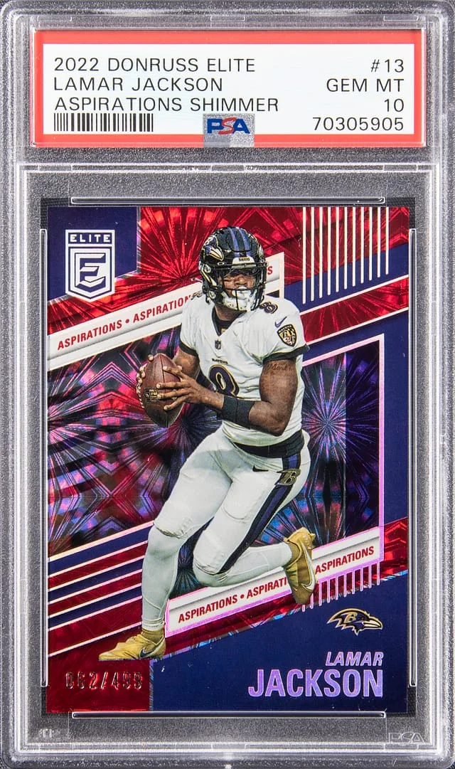 2022 Donruss Elite Lamar Jackson Aspirations Shimmer #13 card image