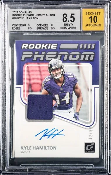 2022 Donruss Kyle Hamilton Phenom Jersey Autos #20 card image