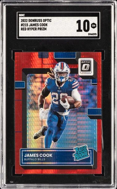2022 Donruss Optic James Cook Red Hyper Prizm Rated #215 card image
