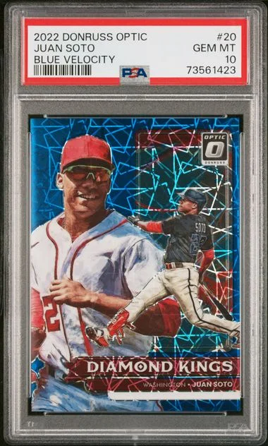 2022 Donruss Optic Juan Soto Blue Velocity #20 card image