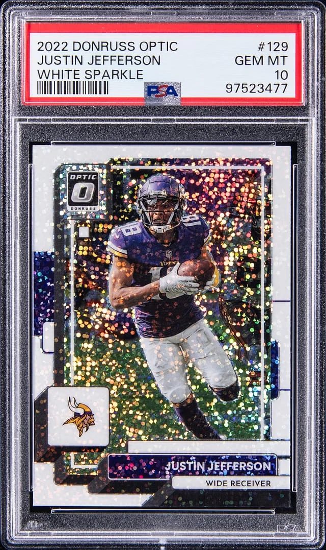 2022 Donruss Optic Justin Jefferson White Sparkle #129 card image