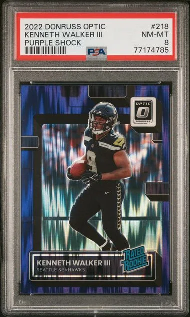 2022 Donruss Optic Kenneth Walker III Purple Shock #218 card image