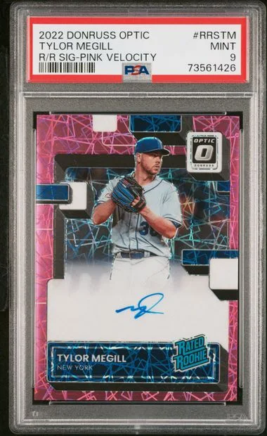2022 Donruss Optic Tylor Megill Rated Signatures Pink Velocity #RRS-TM card image