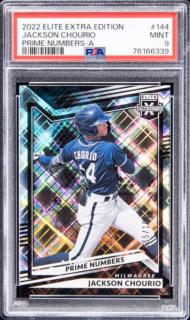 2022 Elite Extra Edition Jackson Chourio Prime Numbers - A #144 card image