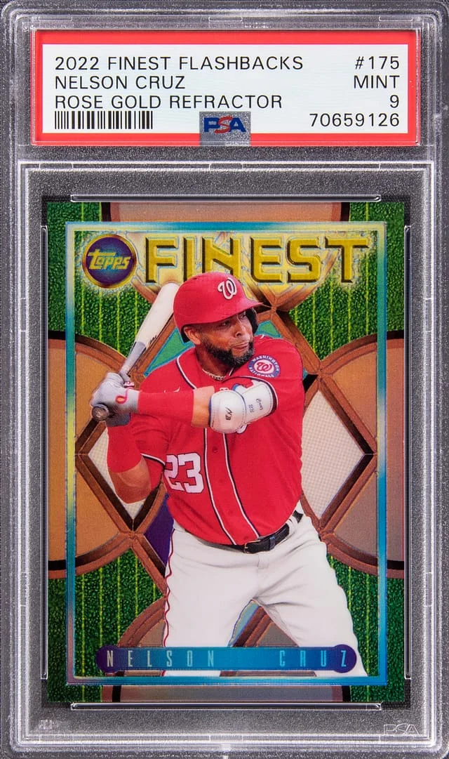 2022 Finest Nelson Cruz Flashbacks Rose Gold Refractor #175 card image